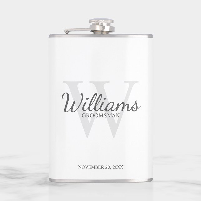 Personalised Script Groomsmen's name and Monogram Hip Flask (Creator Uploaded)