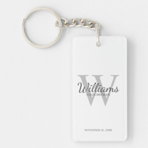 Personalised Script Groomsmen's name and Monogram Key Ring