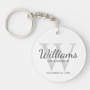Personalised Script Groomsmen's name and Monogram Key Ring
