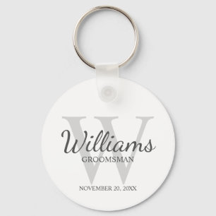 Personalised Script Groomsmen's name and Monogram  Key Ring