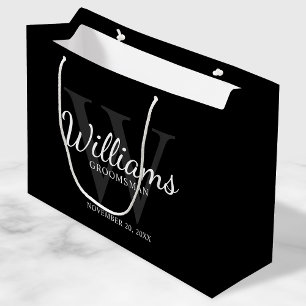 Personalised Script Groomsmen's name and Monogram Large Gift Bag