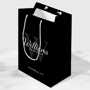 Personalised Script Groomsmen's name and Monogram  Medium Gift Bag