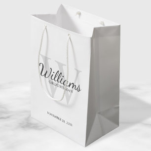 Personalised Script Groomsmen's name and Monogram Medium Gift Bag