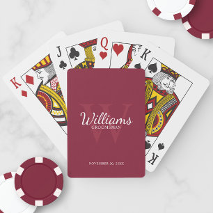 Personalised Script Groomsmen's name and Monogram  Playing Cards