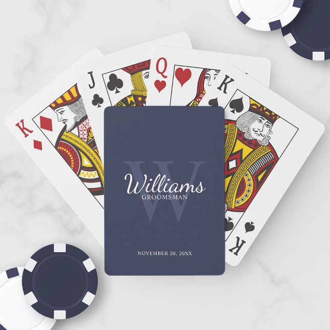 Personalised Script Groomsmen's name and Monogram  Playing Cards (Creator Uploaded)