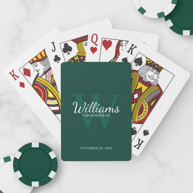Personalised Script Groomsmen's name and Monogram  Playing Cards (Creator Uploaded)