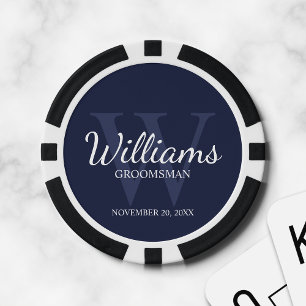 Personalised Script Groomsmen's name and Monogram Poker Chips