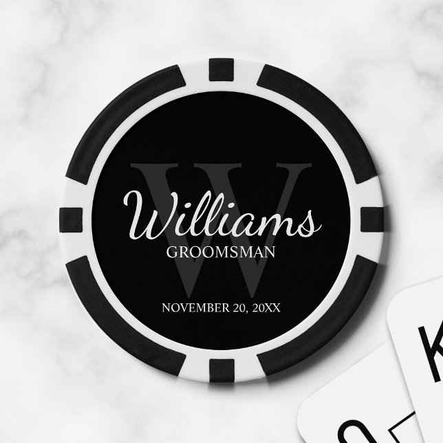 Personalised Script Groomsmen's name and Monogram Poker Chips (Creator Uploaded)