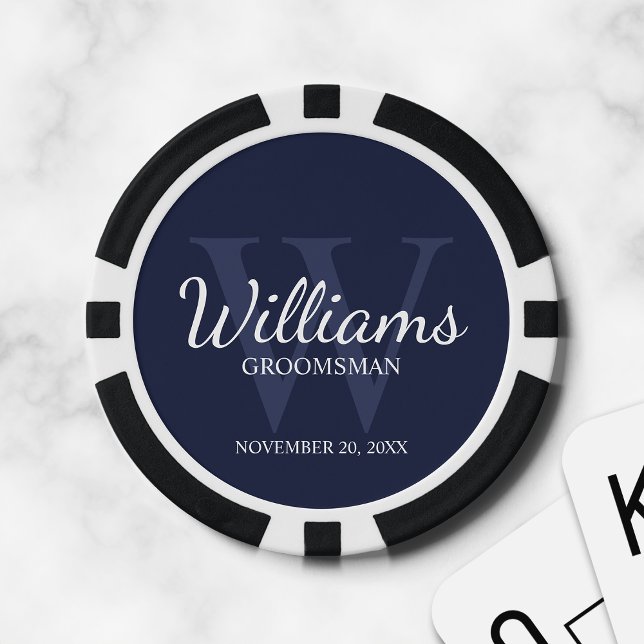 Personalised Script Groomsmen's name and Monogram Poker Chips (Creator Uploaded)