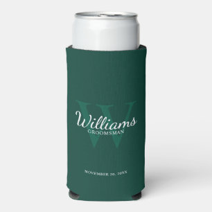 Personalised Script Groomsmen's name and Monogram  Seltzer Can Cooler