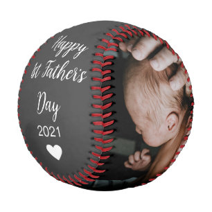 Personalised Script Happy 1st Father's Day Photo Baseball