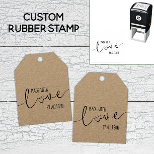 Personalised Script Lettering Made With Love Self-inking Stamp