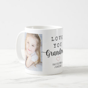Personalised Script Love You Grandma 2 Photo Coffee Mug