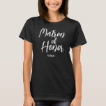 Personalised Script Matron of Honour T-Shirt<br><div class="desc">Personalised Wedding Matron of Honour T-Shirt in script font style with white letters. Easy to personalise with your Matron of Honour's name.</div>