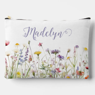 Personalised Script Meadow Wildflower Accessory Pouch
