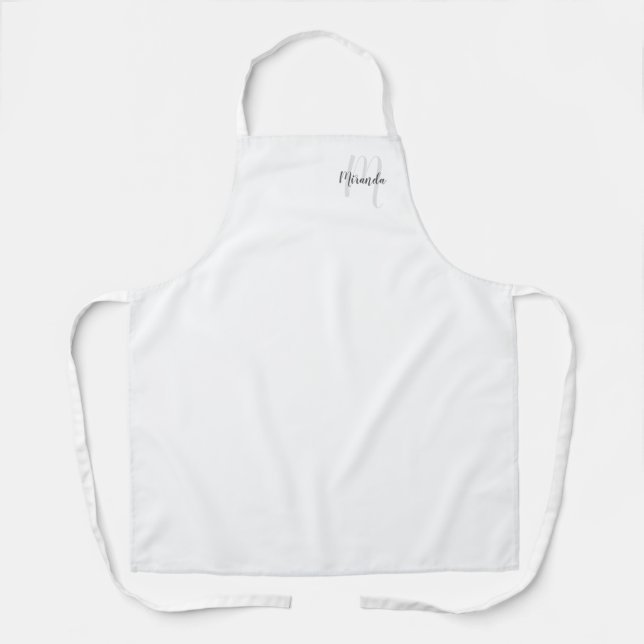 Personalised Script Monogram and Name Apron (Front)
