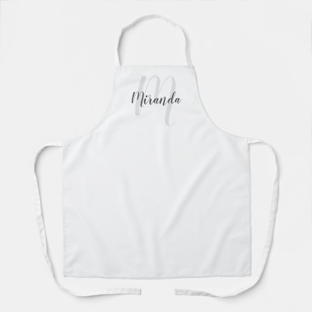 Personalised Script Monogram and Name Apron (Front)