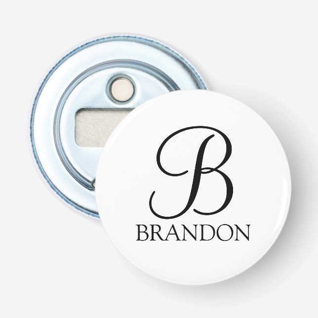 Personalised Script Monogram and Name  Bottle Opener (Front)