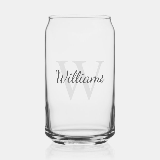 Personalised Script Monogram and Name Can Glass (Front)
