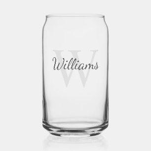 Personalised Script Monogram and Name Can Glass