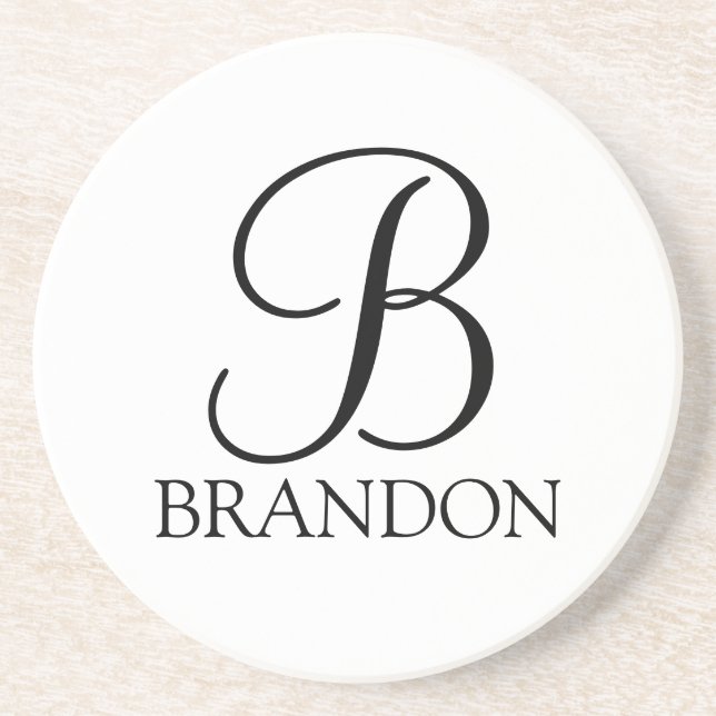Personalised Script Monogram and Name Coaster (Front)
