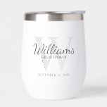 Personalised Script Monogram and Name Groomsmen<br><div class="desc">Add a personal touch to your wedding with personalised groomsmen gift. This design features personalised groomsman's name in grey classic script font style with wedding details in grey classic serif font style and monogram in light grey classic serif font style as background on white background. Also perfect for best man,...</div>