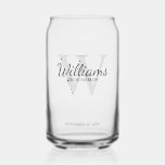 Personalised Script Monogram and Name Groomsmen Can Glass<br><div class="desc">Add a personal touch to your wedding with personalised groomsmen gift. This design features personalised groomsman's name in grey classic script font style with wedding details in grey classic serif font style and monogram in light grey classic serif font style as background. Also perfect for best man, father of the...</div>