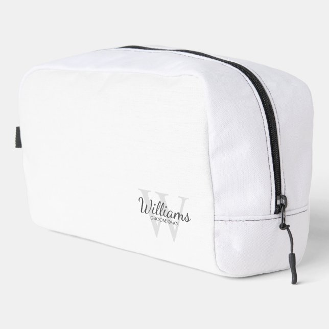 Personalised Script Monogram and Name Groomsmen Dopp Kit (Right Corner)