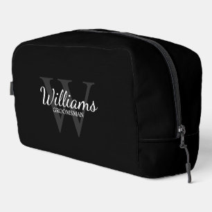 Personalised Script Monogram and Name Groomsmen Dopp Kit