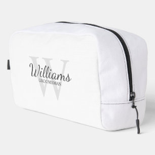Personalised Script Monogram and Name Groomsmen Dopp Kit