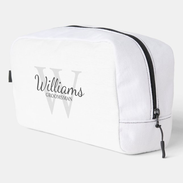 Personalised Script Monogram and Name Groomsmen Dopp Kit (Right Corner)
