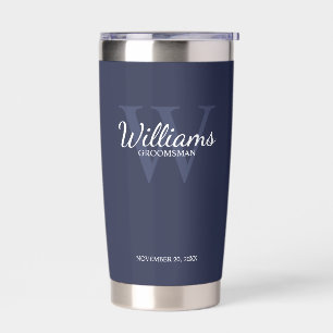 Personalised Script Monogram and Name Groomsmen Insulated Tumbler