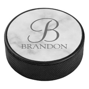 Personalised Script Monogram and Name Hockey Puck
