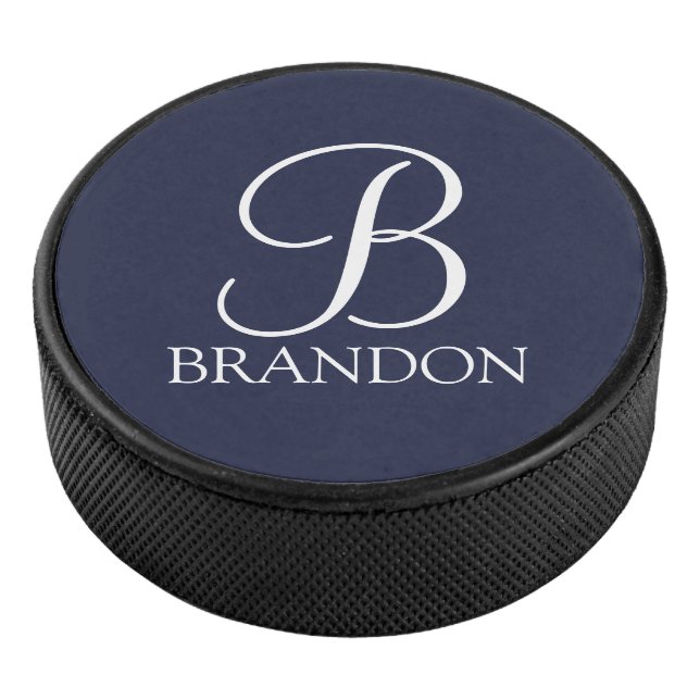Personalised Script Monogram and Name Hockey Puck (3/4)