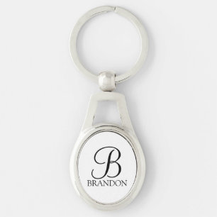 Personalised Script Monogram and Name Key Ring