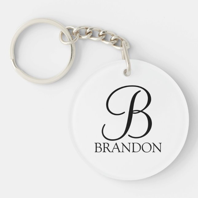 Personalised Script Monogram and Name Key Ring (Front)