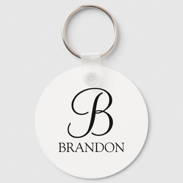 Personalised Script Monogram and Name Keychain (Front)