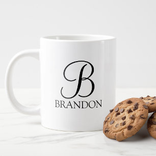 Personalised Script Monogram and Name Large Coffee Mug