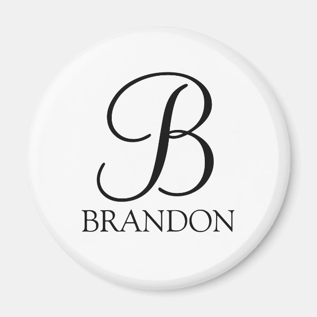 Personalised Script Monogram and Name  Magnet (Front)