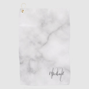 Personalised Script Monogram and Name Marble Look Golf Towel