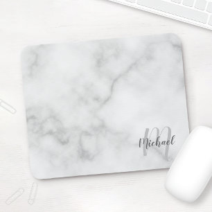 Personalised Script Monogram and Name Marble Look Mouse Mat