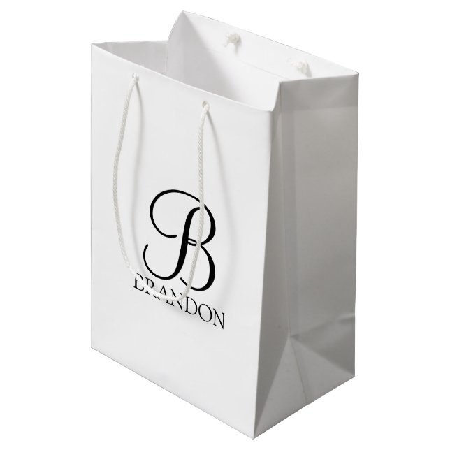 Personalised Script Monogram and Name Medium Gift Bag (Front Angled)