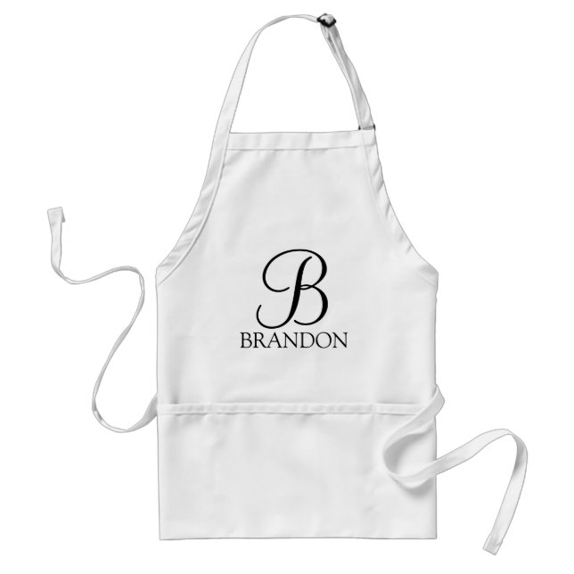 Personalised Script Monogram and Name Standard Apron (Front)