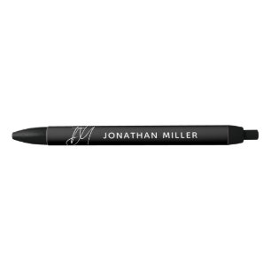 Personalised Script Monogram Black Ink Pen