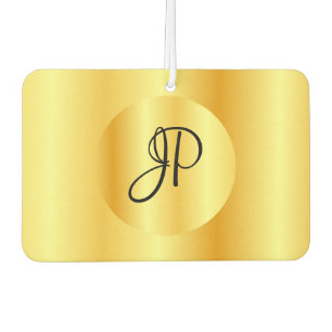 Personalised Script Monogram Faux Gold Template Car Air Freshener
