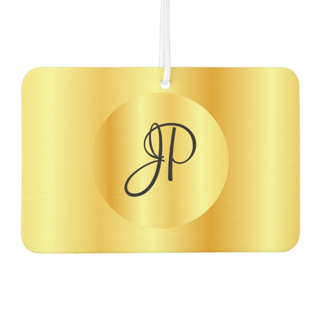 Personalised Script Monogram Faux Gold Template Car Air Freshener (Front)
