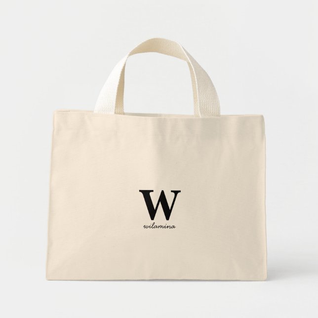 Personalised Script Monogram Initial & Name Mini Tote Bag (Front)