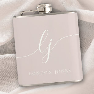 Personalised Script Monogram Pink Bachelorette Hip Flask