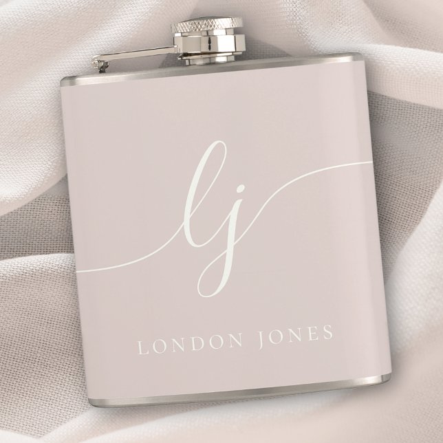 Personalised Script Monogram Pink Bachelorette Hip Flask (Creator Uploaded)