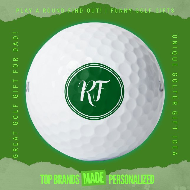 Personalised Script Monogram Wilson Ultra Distance Golf Balls (Custom golf balls by Play A Round Find Out, "RF" elegant customizable initials )